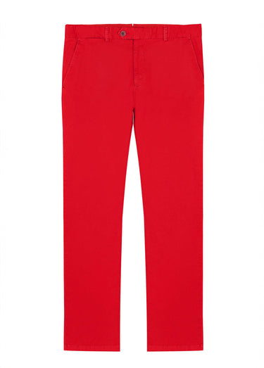 Pantalon chino droit toile coton stretch Rouge