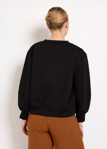 Sweat court col rond en maille douce Noir