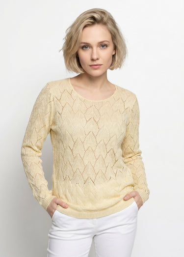 Pull maille ajourée avec fibres recyclées Vanille