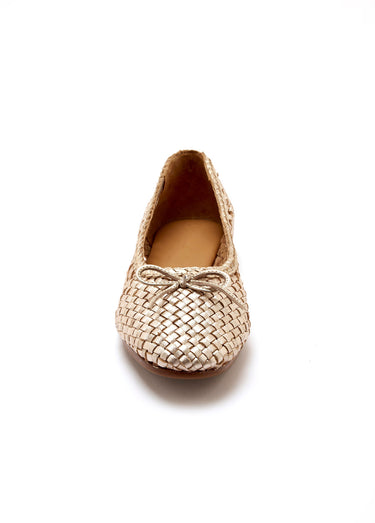Ballerines cuir tressé, largeur confort Dore