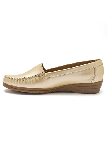 Mocassins cuir grande largeur Dore