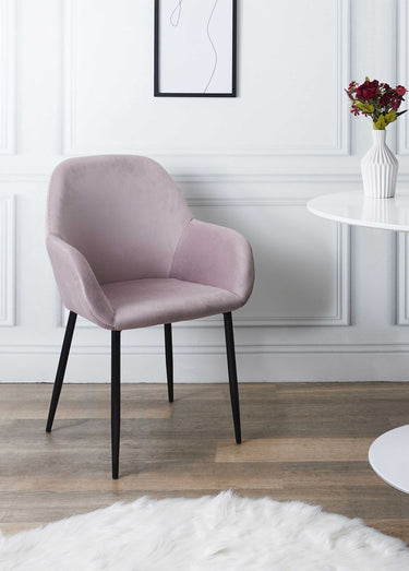 Set 2 Fauteuils velours cotelé, pieds métal Rose