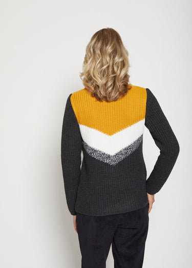 Pull en maille perlée multicolore Gris/Miel
