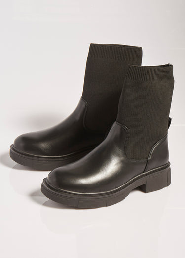 Bottines montantes style chaussettes Noir
