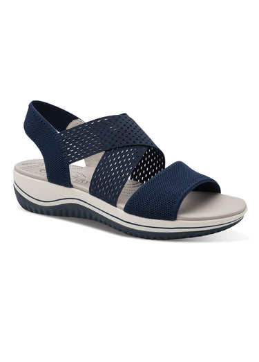 Sandales larges brides mesh et élastiques Marine
