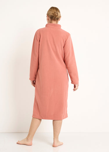 Peignoir polaire col montant long 115cm Terracotta