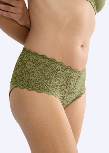 Culotte maxi dentelle extensible, Amourette Olive