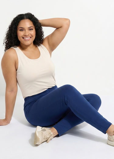 Legging imprimé taille élastiquée Uni Marine