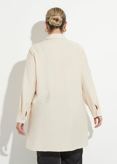 Robe chemisier courte avec broderies Ecru