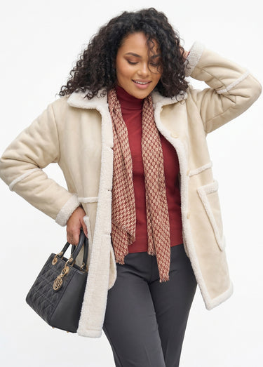 Manteau effet peau lainée femme chaud et élégant Peau Lainée