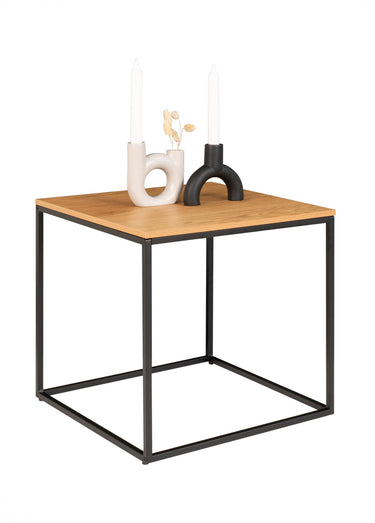 Table d'appoint chêne, structure acier Naturel