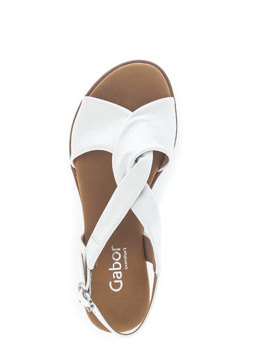 Sandales compensées cuir noué, clair Blanc