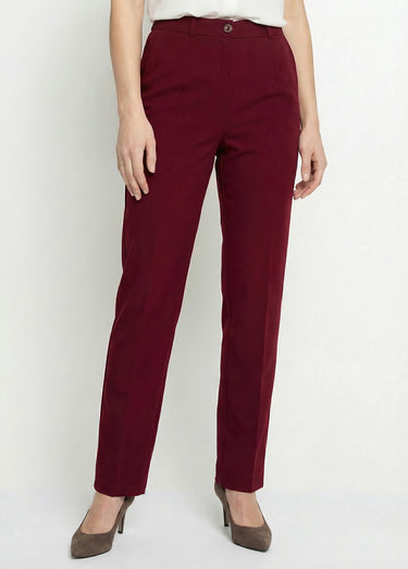 Pantalon droit uni taille semi élastiquée Bordeaux