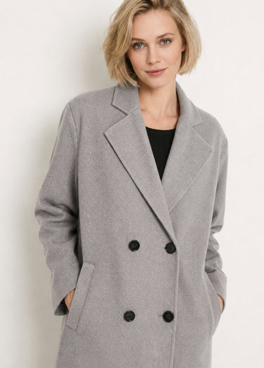 Manteau double boutonnage col tailleur Gris
