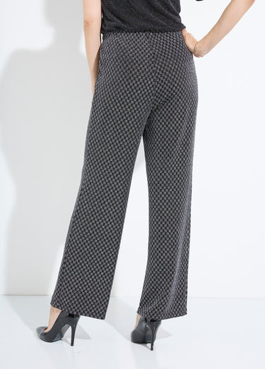 Pantalon droit taille élastiquée maille sequins Noir/Argent