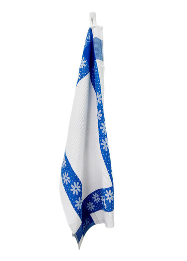 Lot de 3 torchons jacquard assortis, Carré 4B Bleu