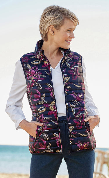 Veste matelassée sans manches Imprime Marine