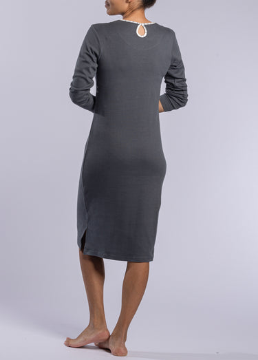 Chemise de nuit manches longues motif Anthracite