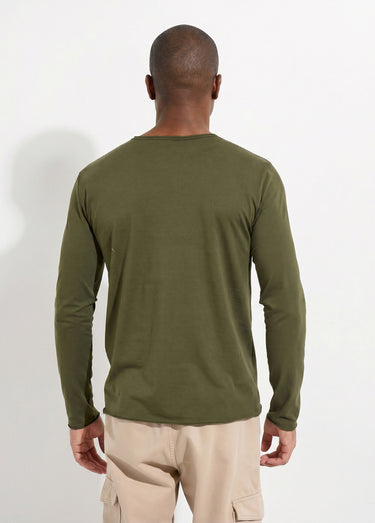 T-shirt col rond détails aspect brut Vert