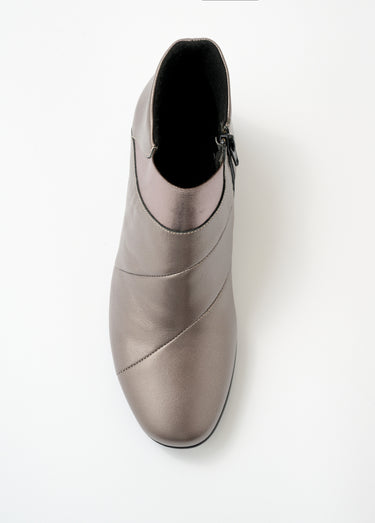 Bottines zippées en cuir, grande largeur Bronze