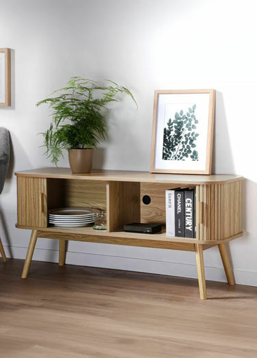 ERNEST Meuble TV portes coulissantes Naturel