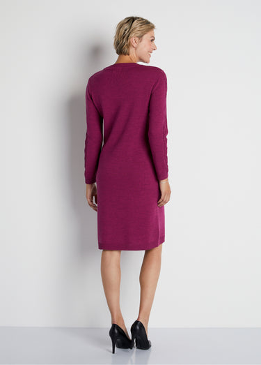 Robe pull courte maille fantaisie Cassis