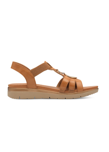 Sandales compensées élastique cheville Marron