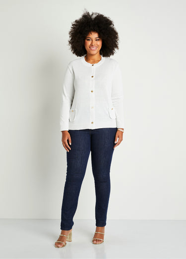 Gilet cardigan court boutonné Blanc