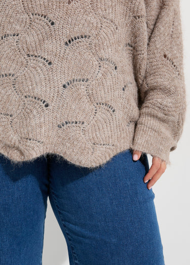 Pull oversize, maille écailles avec laine Beige