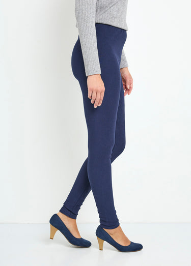 Legging côtelé taille élastiquée Marine