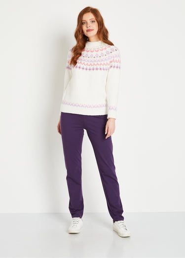 Legging coton stretch taille élastiquée Prune