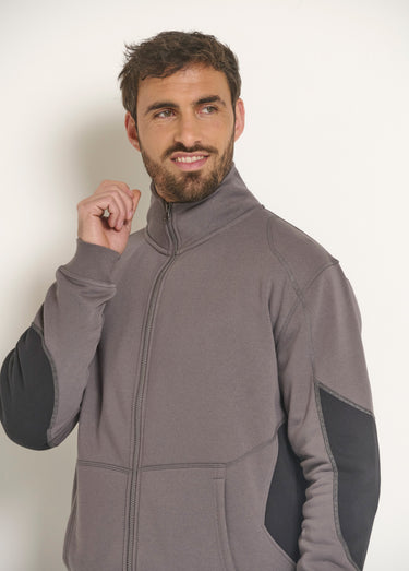 Sweat zippé confort col montant Gris