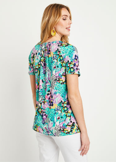 T-shirt long ample imprimé Parme/Vert