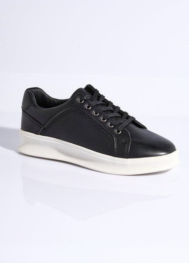 Baskets style épuré avec lacets cirés Noir
