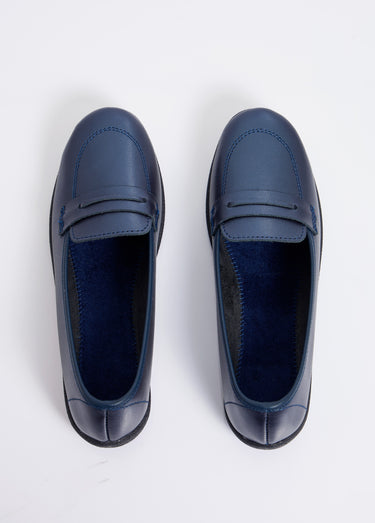 Mocassins compensés souples cuir irrisé Bleu Metallise