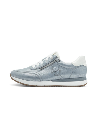 Baskets lacets et zip avec logo perforé Argente