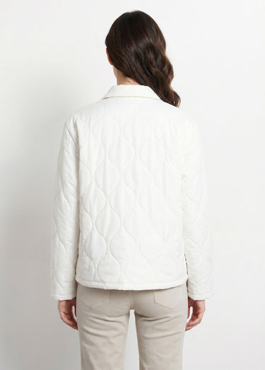Veste courte matelassée pressionnée Ecru