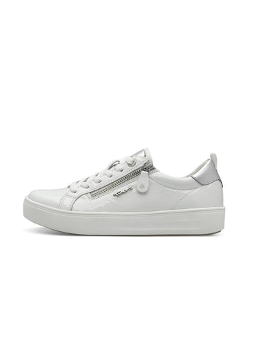 Baskets semelle épaisse avec zip et lacets Blanc