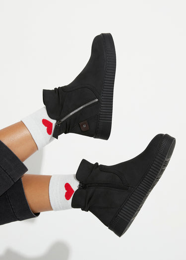 Boots suédées avec semelle compensée Noir