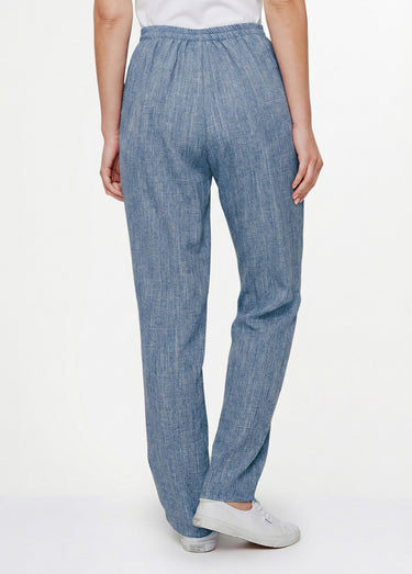Pantalon ceinture élastiquée ajouré Bleu