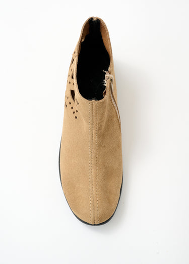 Boots largeur confort zippées cuir velours Beige