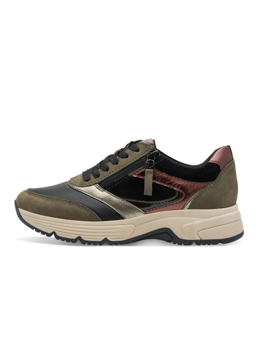 Baskets compensées à lacets, style sportif Vert Olive