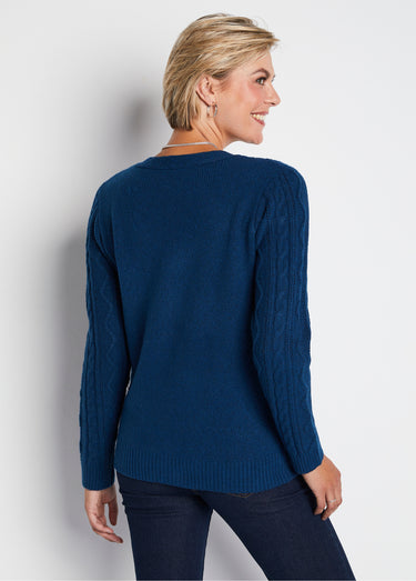 Gilet court boutonné col V maille torsades Canard