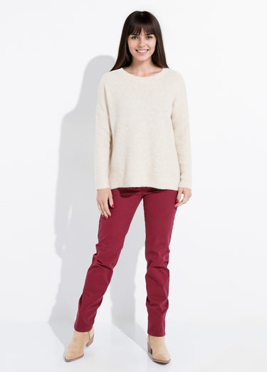 Pull maille mousseuse encolure bateau Beige