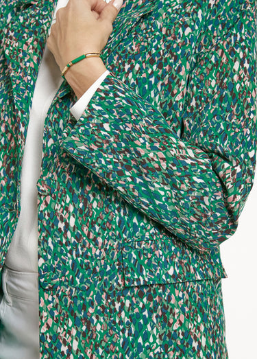 Veste imprimé arty, col tailleur Vert Imprime