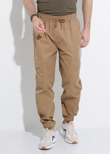 Pantalon cargo bas élastiqué, sportswear Camel