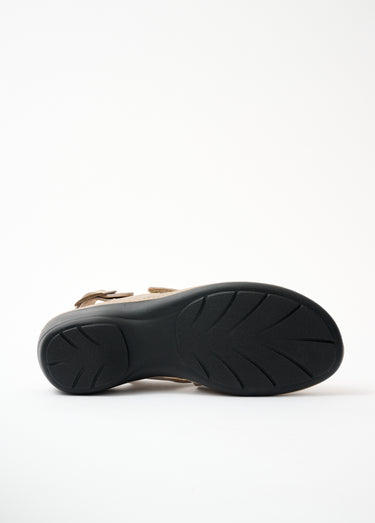 Sandales cuir grande largeur scratchées Taupe