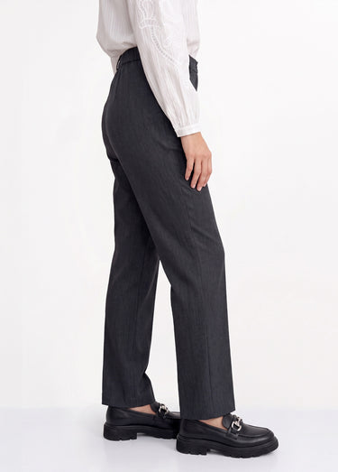 Pantalon taille semi-élastiquée droit Gris