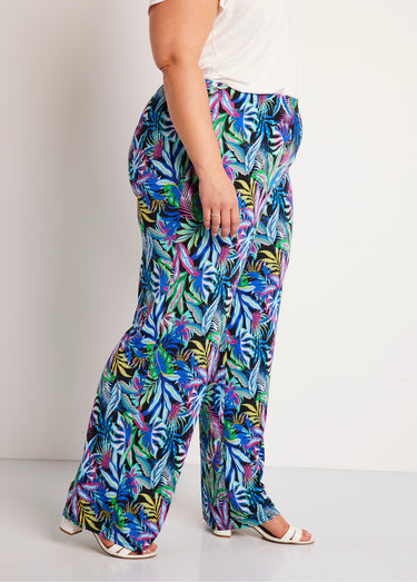 Pantalon fluide taille élastiquée maille Imprime Marine