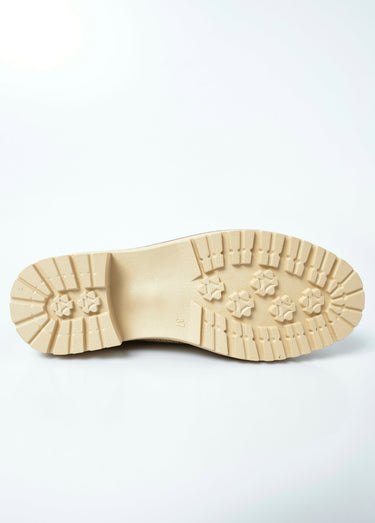 Mocassin bimatière effet natté et daim Beige